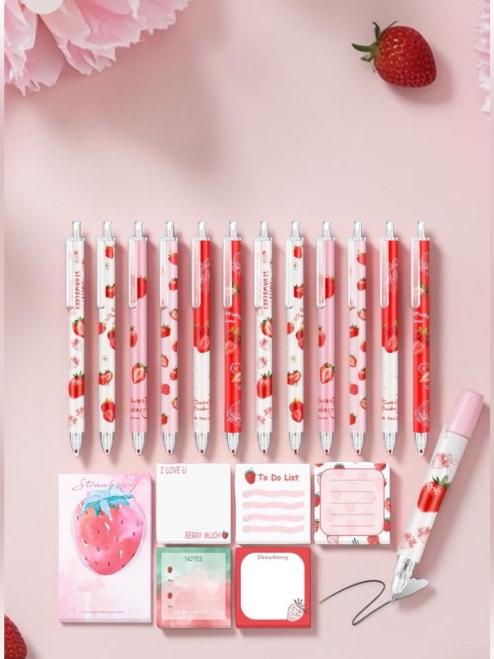 Strawberry Stationary set 18 pieces